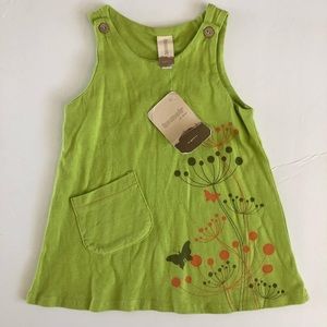 NWT Tomat 6M 9M 12M Organic Baby Girl Dress Green Butterflies Wildflowers